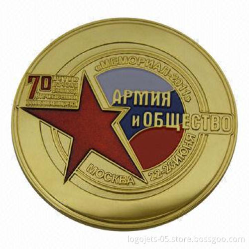 Commemoratory Copper Stamped Coin, with Imitation Hard Enamel Color Filled